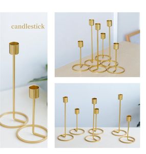 Candle Holders 3/5pcs Set Gold Single-Headed Wrought Iron Candlestick Creative Romantic Table Wedding Metal Ornaments