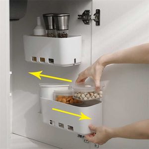 Kitchen Drawer Shelf Spices Bottles Rack Under Sink Storage Box Wall Hanging Kitchen Organizer Bottles Holder Bathroom Shelf 211110