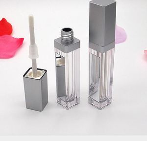 7ML LED Empty Lip Gloss Tubes Square Clear Lipgloss Refillable Bottles Container Plastic Lipgloss Makeup Packaging with Mirror and