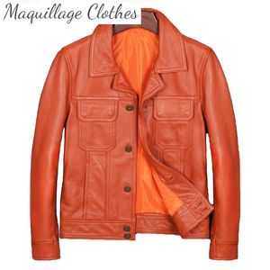 Jaqueta masculina de couro legítimo de couro simples Jaqueta plus size 5GG casaco casual para homem falso