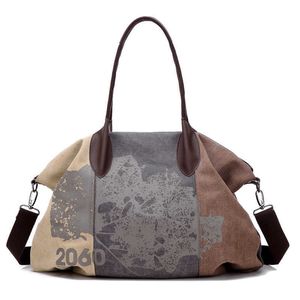 Canvas Graffiti Patchwork Shoulder Sports Gym Bag for Women Fitness Letter Printing Handbag Crossbody Bag Travel Duffle Bag Q0705