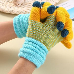 Fünf Finger Handschuhe Touchscreen Plüsch Winter für Frauen Warm Reiten Patchwork Bunte Mode Weihnachtsgeschenk