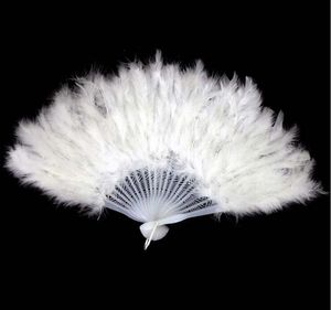 Eleganckie białe składane fan feather Halloween party sceny występy fani rzemieślnicze Carnival Centerpiece Supplies Free