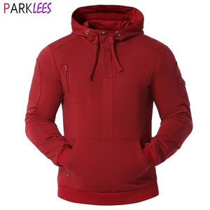 Röd Hooded Sweatshirt Man Höst Mode Patchwork Mens Hoodies Sweatshirts Heavyweight Casual Warm Sudaderas Hombre 210522