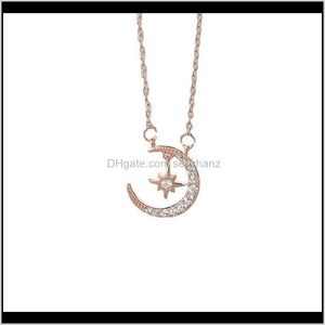 Collane con ciondolo Pendenti Gioielli Drop Delivery 2021 Fashion Little Book 925 Sterling Sier Star Moon Collana Womens Niche Design Online R