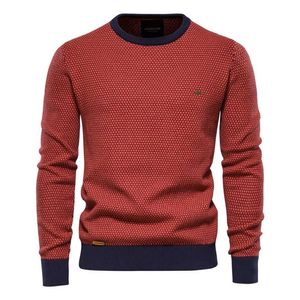 AIOPESON Cotton Spliced Pullovers Sweater Men Casual Warm O-neck Quality Mens Knitted Sweater Winter Fashion Sweaters for Men 211006