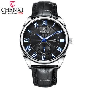 Chenxi moda homens vintage assistir couro romano numerais quartzo relógio de pulso impermeável homens relógios de negócios relogio masculino q0524