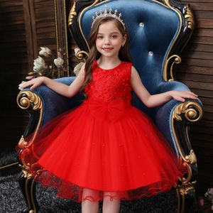 flower girl dresses children lovely sleeveless dress birthday wedding party beaded dress