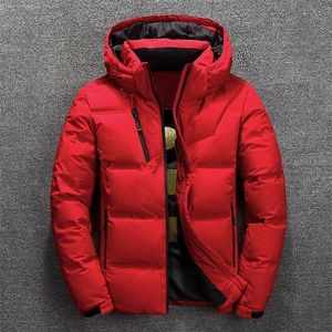 남자의 화이트 오리 아래로 재킷 겨울 따뜻한 후드 두꺼운 복어 코트 고품질 오버 코트 파카 남성 S 남성 211119