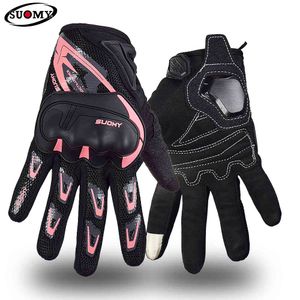 Suomy motorcykel sommar mesh andningsbar moto fullfinger män kvinnor pekskärm motocross ridhandskar