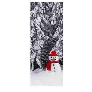 Sfondi 77 cm/90 cm Decorazioni natalizie Adesivi murali 3D Pupazzo di neve Babbo Natale Albero di Natale Modello Porta impermeabile Cancello Decor Puntelli