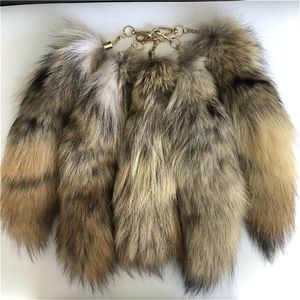 10Pcs/lot- 100% Real Bush Coyote Tail Real Fur Tail Keychain Cosplay Toy Keyring Car Phone Pendant Tassels