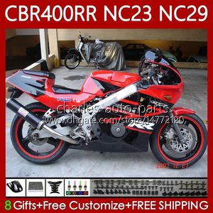 Fairings Kit för Honda CBR 400 RR CC 400CC NC23 Röd Black 1988 1989 1990 1991 1992 1993 Body 65NO.71 CBR400RR CBR400 RR 88-99 NC29 CBR 400RR 88 89 90 91 92 93 OEM Kroppsarbete