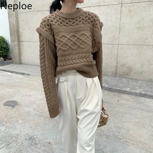 NEPLOE Vintage Sweater Twist Weave Fake Två Pullovers Fall Kvinnor Knitwear Tröjor Kvinna Lösa Jumper Toppar Sueter Mujer 210422