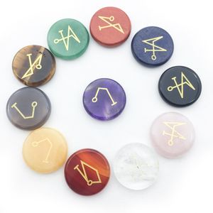 Chakra Reiki Symbols Crystals Healing Stone Seven Chakras Masters Guarded Holistic Energy Balancing Polished Hand Piece Natural Stones Beads Decoration