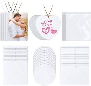 Sublimation Blank Air Refresher Pendant White Photo Books 30pcs set Felt Sheet White Make fragrant Home Fragrances Car Fresheners String