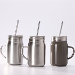 Wholesale testing equipment for sale - Group buy Cold Preserved Mason Jar Water Bottle With Handle ml single double layer stainless steel Tumbler andStraw and leak proof lid Cup
