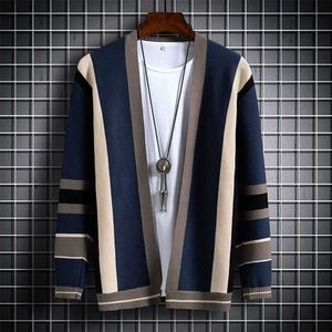 Contrast Sweater Men's Fashion Cardigan Stand Collar Splicing Mens Sweaters Sueter Hombre Roupa De Inverno Herren Pullover 211221