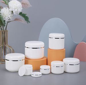 White Portable Refillable Cosmetic Plastic Jars Travel Face Cream Lotion Cosmetic-Container Empty Makeup Jar