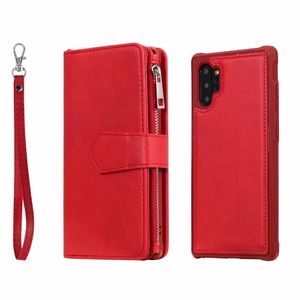 حالات هاتف محفظة لـ Samsung Galaxy S22 S21 S20 Note20 Ultra Note10 Plus 2in1 Pure Pu Pu Leather Flip Carkstand Case مع محفظة عملة سحاب و 9 فتحات بطاقة