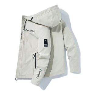 Discovery Odzież Outdoor Camping Piesze wycieczki National Geographic Kurtka męska Oddychająca bluza z kapturem Wiatrówka Adventure Suit 211217