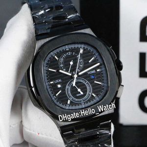Relógios Homens Marca de Luxo 40.5mm Sport 5990/1 5990 Black Texture Dial Automatic Mens Watch PVD Todos os Pulseira de Aço Preto PPPH E101 Desconto