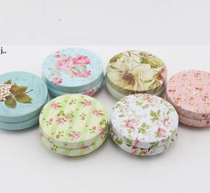 Floral Pastoral Iron Storage Tank Box Bins Cans Metal Round Coffee Tea Snacks Candy Tin Storage-Container boxes seaway RRF14188