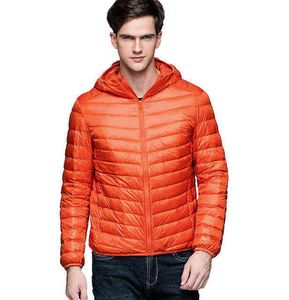 Man Vinter Höst Jacka Vit Duck Down Jackor Män Hooded Ultra Light Down Jackor Warm Outwear Coat Parkas Outdoors G1108