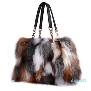 Nieuwe Merk Vossenbont Handtassen Mode Vrouwen Winter Luxe Bag Lederen Schoudertassen Bolsa Vrouwelijke Messenger Bags C0326
