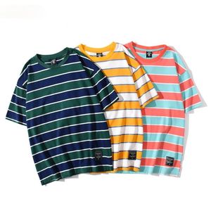 Men t Shirt Stripe Imprima marca de alta qualidade da marca casual de manga curta de moda de moda Harajuku camisetas de camisetas masculinas