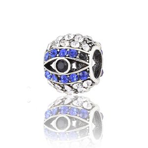 Adatto ai braccialetti Pandora 20pcs blu cristallo malvagio occhio argento charms perline per le donne facendo fai da te collana europea gioielli accessorie