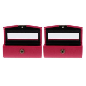 Pc s uniek ontwerp Lichee lederen lippenstiftkasthouder opbergdoos spiegel portemonnee Pocket Rose Red Red Cosmetic Bags Cases