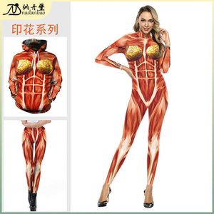 最高の販売3Dデジタルプリントボディスーツシリーズの人間の筋肉臓器 同じ女性のレギンスとジャンプスーツ