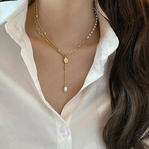 Real Gold Plated Pearl Pendant Halsband Smycken Lyx halsband för flickakvinnor