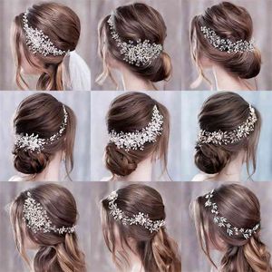 Lüks Düğün Saç Aksesuarları Kadınlar Için Çiçek Bantlar Gelin Tiara Kafa Başlığı Hairband 210707