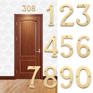 Novelty artiklar platt lägenhet mässing dörr nummer hus adressskylt metall alfabet vintage dörrplatta plack polerad belagd brevlåda markör