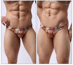 Underbyxor Casual Mens Designer Vintage Sexig Slim Briefs Man Mode Andas Låg Midja Blomma Underkläder Män