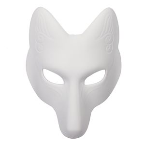 White Japan Anime Fox Kitsune Mask Cosplay Puntelli per feste Accessori per costumi in maschera Pub Clubwear Maschere di Halloween