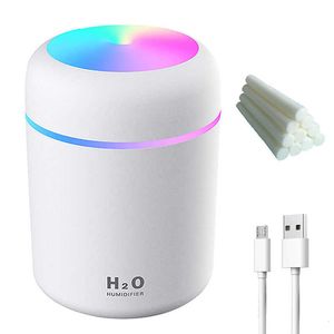 Bärbar luftfuktare 300ml Ultraljuds luftfuktare Essential Arom Olja Diffusor Mini USB Cool Mist Maker Purifier för bil Hem 210724