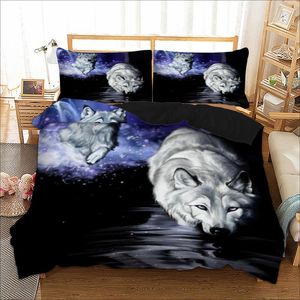 Wholesale single wolf duvet cover resale online - Bedding Sets Wolf Duvet Cover Set Twin Full Bed Linens Queen Super King Single Double Size Animal Home With Pillow Case