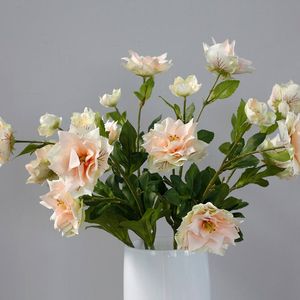 Dekorativa blommor kransar 3 huvud lotus bukett konstgjorda falska växter diy hemfest bröllop dekoration siden flores