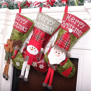 Julklapp Stocking Mini Santa Sacks Candy Dragee Cloth Bag Xmas Dekorationer för hem presenter