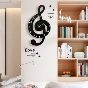 3D G-Clef Music Note Modern Minimalist Wall Clock Quartz Movement for Bedroom Living Room Personality Decoration 210414