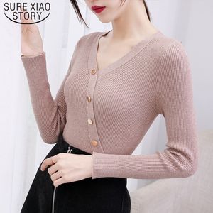 봄 가을 겨울 한국어 니트 스웨터 긴 소매 여성 스웨터 풀오버 단단한 섹시한 옷 7006 210510