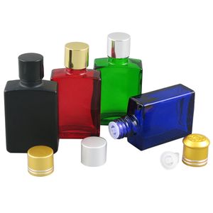 10pcs 1oz 30ml Amber Clear Square Glass Bottle with Gold Silver Black Lid Cosmetic e Liquid Essential Oil Perfume Empty