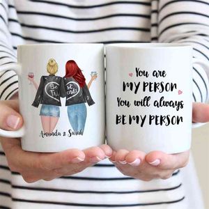 11oz/15oz Friends Mugs Personalized 2 Girls Names White Coffee Mug Girls Gift Cute Cups Tazas De Ceramica Creativas R2050 210804