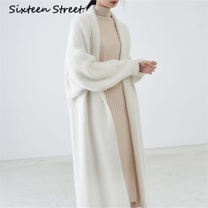 Oversized Wool Sweater Long Cardigans Woman Batwing Sleeve Keep Warm Runway Design Thicken Knitting Maxi Cardigan Female 210603