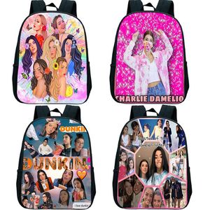 Mochila 12 polegada charli damelio mochilas crianças sacos de escola bebê saco de bebê meninas mochila d'amelio crianças kindergarten