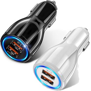 Dual USB Ports Car Charger 12W 2.5A Auto Power Adapters för iPad iPhone 15 11 12 13 14 Samsung S23 S24 HTC Android Phone PC Mp3