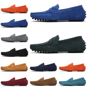 2021 Running Shoes Fashion Casual Selling Black Pink Blue Gray Orange Green Brown Mens Slip On Lazy Läder Peas